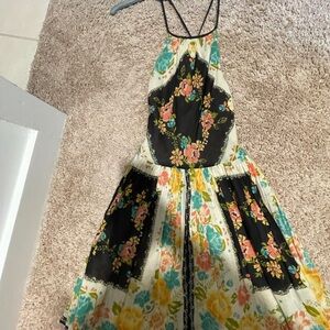 Urban Outfitters Floral Low Back Halter Dress